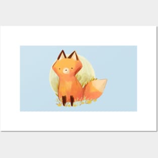 Cute fox sitting drawing Posters and Art